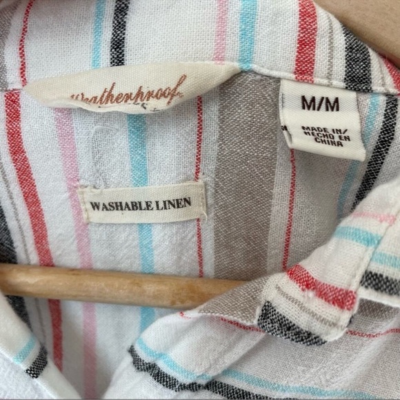 Weatherproof Vintage Linen striped tie front blouse size M New With Tags - Picture 6 of 11